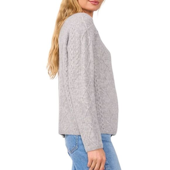 Vince Camuto Women's Cable Sweater Light Heather Grey Size Small - Picture 2 of 10